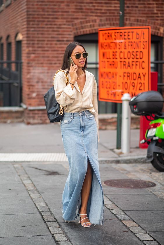 maxi jeans rok